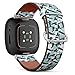 CJBROES Replacement Leather Watch Band, Compatible with Fitbit Versa 3 and Fitbit Sense of Wristband Bracelet Accessory - Grunge Skateboards