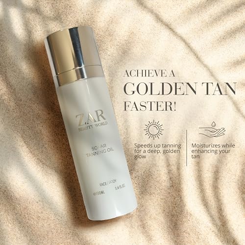 Image of ZAR Solar Tanning Oil with SPF, Tanning Accelerator for Beach and Ski, Outdoor Sunscreen Spray for Face and Body, Travel Size, Luxury Floral Scent, 100 ml / 3.4 oz