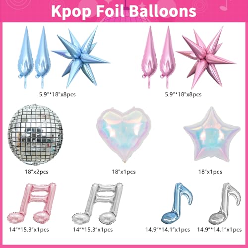 Image of JOGAMS 204Pcs Kpop Music Hunter Balloon Arch Kit,Disco Balloon Arch Kit with Iridescent Star Heart Link Music Note Disco Ball Balloons for Karaoke Songstar Fans Birthday Bachelorette Prom Party