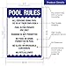 Pool Rules Sign, No Food or Drinks Pool Sign, 10x14 Inches, Rust Free .040 Aluminum, Fade Resistant, Made in USA