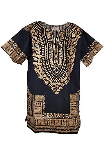 Dupsie's Black and Gold African Dashiki Shirt - M