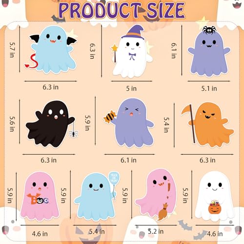 Image of 40Pcs Halloween Ghost Hanging Swirl Decorations, Halloween Party Ceiling Hanging Swirls Ghost Hanging Swirls Streamers for Trick or Treat Birthday Baby Shower Party Decor Supplies