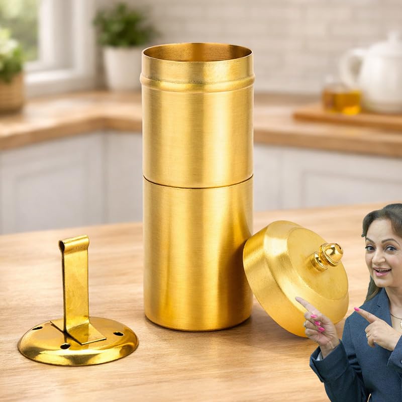 Image of PANCA Stainless Steel South Indian Filter Coffee Maker | Traditional Drip Coffee Decoction Maker for Hot & Cold Coffee | 200 ml Capacity | Brass