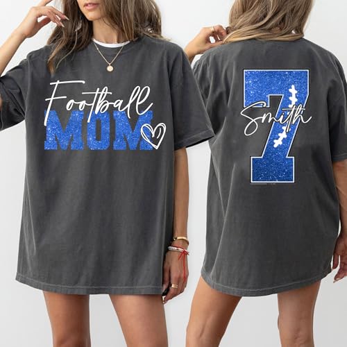 Personalized Football Mom Shirt with Kids Names and Jersey Number, Custom Football Mama Shirt, Women Sport Shirts4