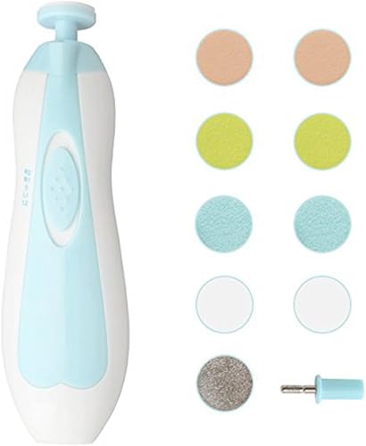 Lima de uñas eléctrica para bebé, juego de manicura con cortaúñas, dedos de los pies, kit de cuidado de manicura para niños o mujeres, luz LED y 10