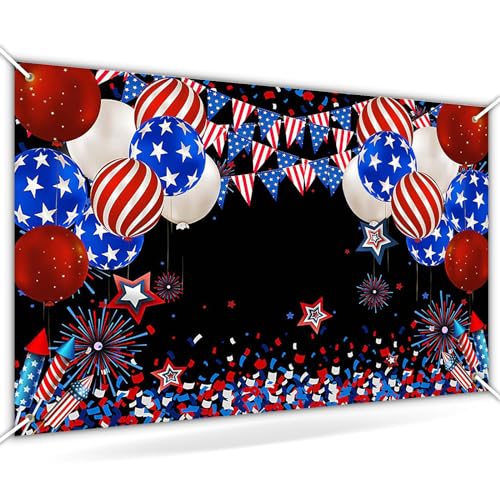 Avezano American Flag 4th of July Backdrop for Independence Day Memorial Day Labor Day Patriotic Party USA Veterans Banner Red White and Blue Party Decorations Photo Booth Photoshoot 70.8 x 43.3 Inch