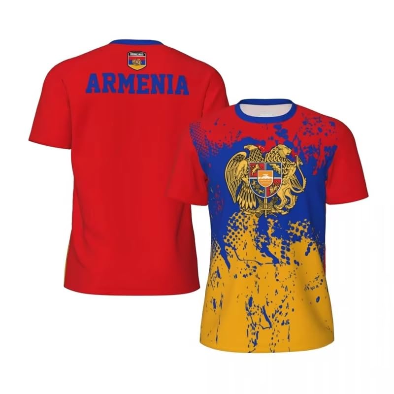 T-shirt de football respirant drapeau Arménie : le haut de sport technique col rond
