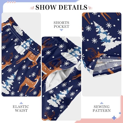 ZZXXB Winter Snow Reindeer Boys Long Pants Soft Trousers Elastic Waist Kids Lounge Bottoms with Pockets S-XL4