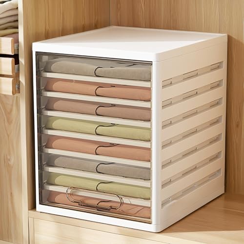 Este Organizador de Armario con estantes y separadores, organizadores de cajones apilables, Cajas de Almacenamiento con Tapas para Armario, despensa, lavandería y Sala de Estar