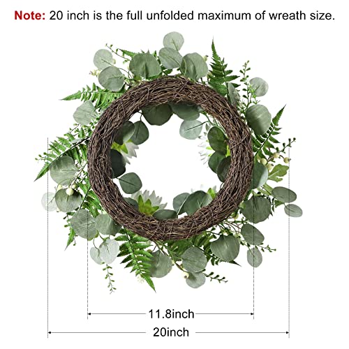 Image of PGANDS Eucalyptus Wreath for Front Door Sunflower Flowers Wreath for All Seasons with Welcome Sign Handmade Artificial Spring Garland for Front Door Garden Window Decor 20 inch