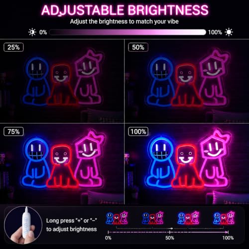 Image of Creepy Cute Came Neon Sign, Cute Cartoon Frosa LED Dimmable Wall Decor Light, Game Neon Light for Gaming Room, Bedroom & Party Background Decoration, USB Powered