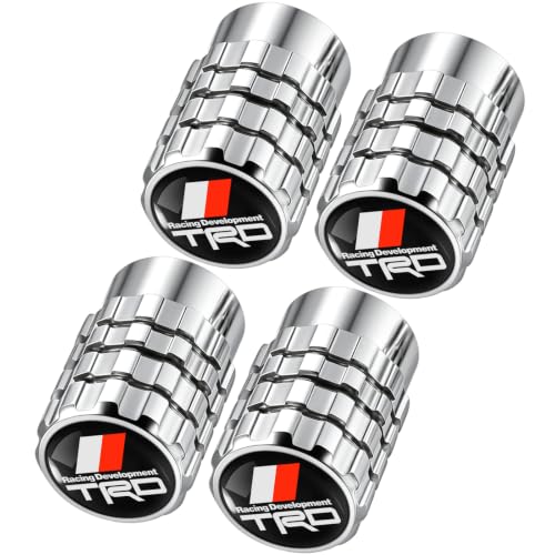 Image of Tire Valve Stem Caps for Toyota TRD Series Metal Car Wheel Air caps Auto Valve Stem Caps Accessories 4 Pcs Silver