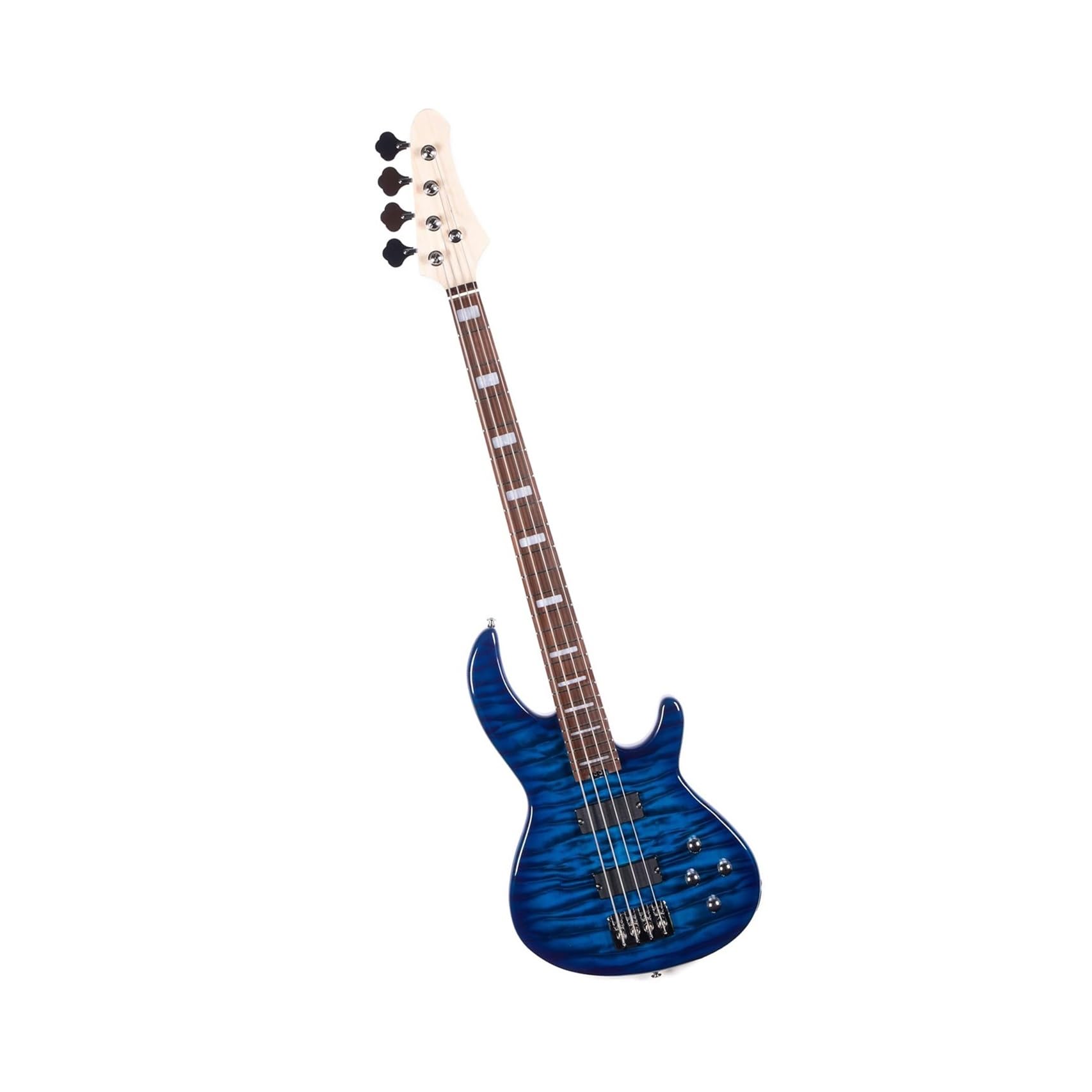 Elektryczna Gitara Basowa Cztery Struny Klonowa Główka I Gryf Korpus Z Drewna Topoli(Blue)