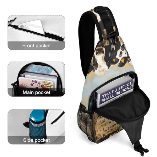Sunflowers and Milk Cows Crossbody Sling Backpack Casual Chest Bag Fanny Pack for Women Men Travel Hiking4