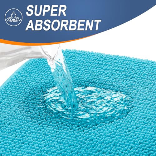 Image of OLANLY Thick Memory Foam Bath Mat Rug 30x20, Extra Soft Absorbent Bathroom Rug, Quick Dry Bath Mats, Non-Slip, Machine Washable Carpet for Bathroom, Tub and Shower, Home Decor Accessories, Aqua Sky