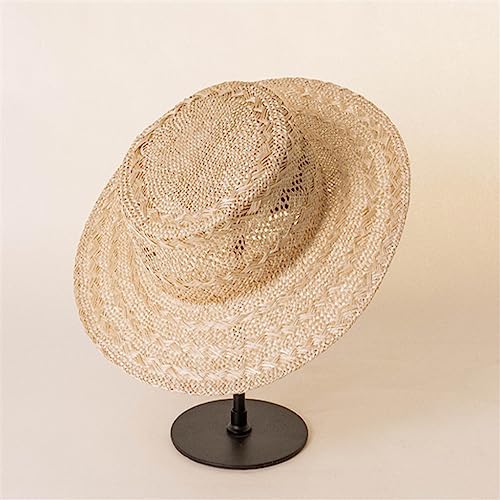 Chapeau de soleil en sisal fait main au design plat et ajouré haut de gamme