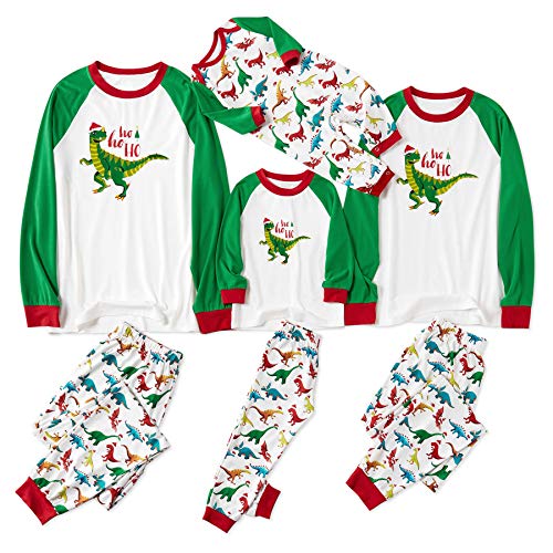 IFFEI Matching Family Pajamas Sets Christmas PJ's Dinosaur Pattern Tee and Pants