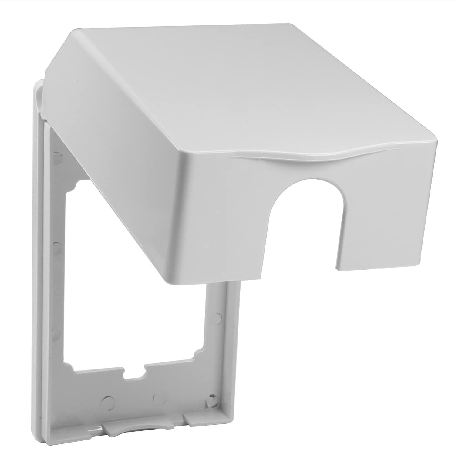 Heyiarbeit Weatherproof Cover Plug in Use Outlet Receptacle Protector 5.59"x3.27"x1.89"(LxWxH) for Retrofit Siding Construction 120 Type White 1Pcs