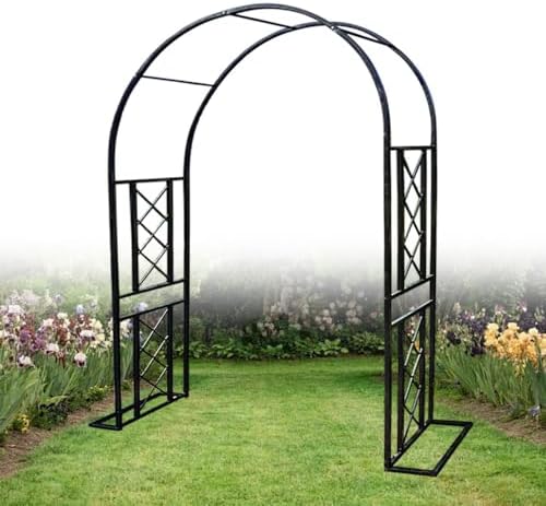 Heavy Duty Garden Arch Wedding Arbor - Weather Resistant Pergola Trellis for Climbing Plants, Outdoor Decorations, Backyard Ceremony, Party (White, 71" W x 90.5" H)
