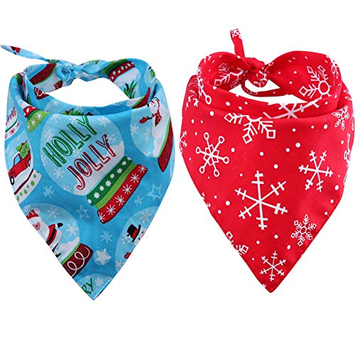 KZHAREEN 2 Pack Christmas Dog Bandana Reversible Triangle Bibs Scarf Accessories for Dogs Cats Pets Animals