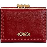 YINHEXI Wallet for Women, Cute Wallet Card Holder, Small Trifold RFID Blocking Purse, Cute Small Leather Mini Short Purse with Coin Pocket for Girls, Ladies (Burgundy)