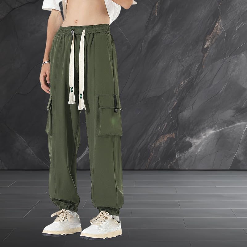 USTZFTBCL Pantaloni lunghi da uomo primavera estate autunno giapponese Trend tinta unita versatile patchwork outdoor casual pantaloni cargo lunghi