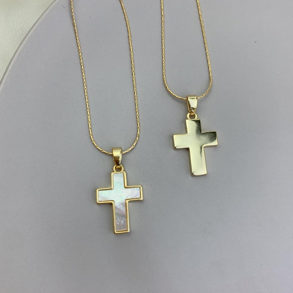 Collana con Croce in Madreperla Crocifisso,Medaglia Miracolosa Religiosa, Girocollo,Collana di Fede