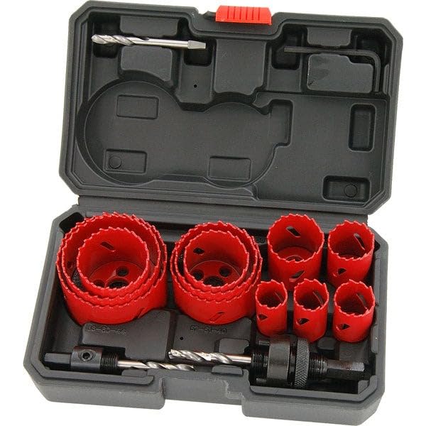 Neilsen CT2177 17pc Hole Saw Set - HSS Bi-Metal Blades, 2mm Thick, Optimized Tooth Design, Chip Removal Groove, Ideal for Metal, Wood, PVC, Plastic, Drywall, and Plumbing