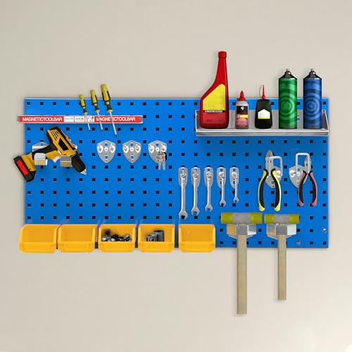 Image of Plantex Metal Peg board for Wall /Storage Pegboard for Tools /Peg Board Tool Organizer for Garages Workshop Home /For Power Tool & Hand Tools - Wall Mount (90 x 45 cm)