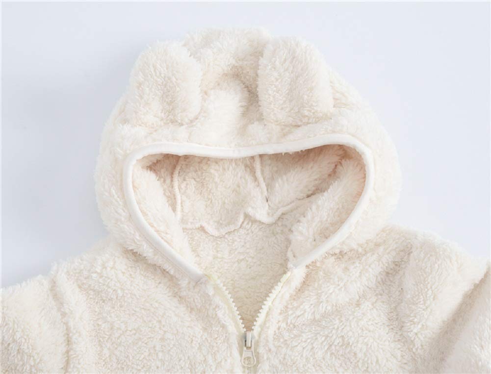 Chaqueta de forro polar con capucha para niñas y niños, con cremallera, abrigo cálido de invierno, Blanco, 6-7 Years