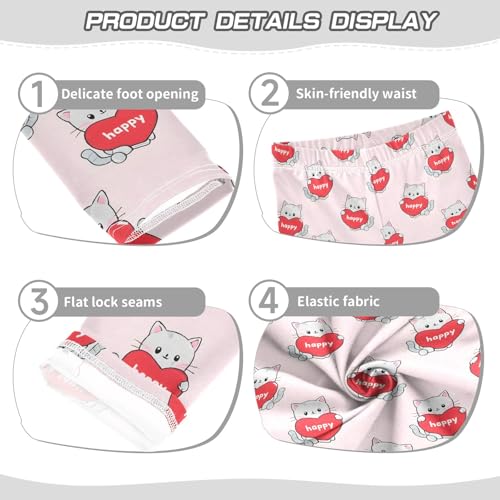 Cute Cat Hearts Pattern Girls Leggings Soft Comfortable Athletic Leggings Dancing Pants for 4-10 Years3