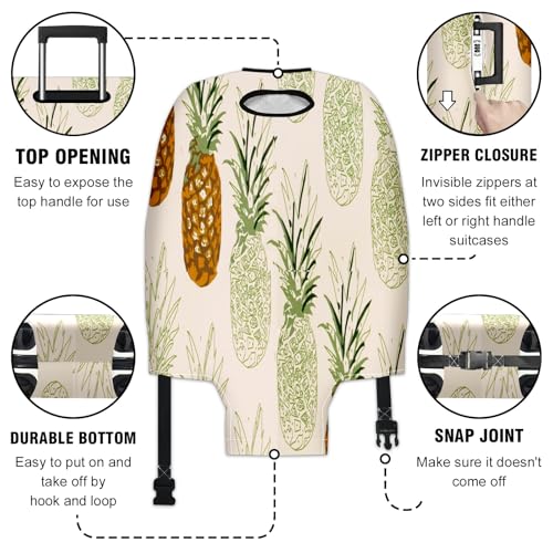 Travel Luggage Cover Suitcase Protector Scratch-Resistant Fit, Not Included Suitcase Pineapple Pattern, Art Drawings S3