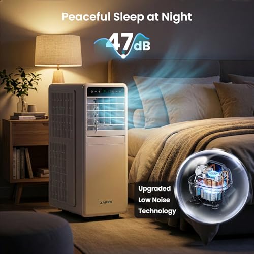 Image of ZAFRO Portable Air Conditioners, 10000 BTU (6000 BTU SACC), Smart AC Unit with Drainage-free Cooling, Fan & Dehumidifier, Portable AC with APP /Remote, 47dB Quiet, 24H Timer for Living Room, Bedroom