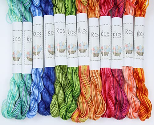 Image of KCS Big skeins of 25 Meters Size 25 Color Variegated Cross Stitch Stranded Threads,12 skeins,11