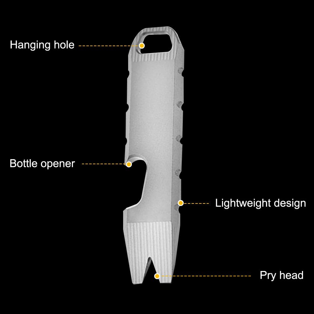 Pry Bar, TC4 Titanium Pocket Pry Tools with Bottle Opener Function for Outdoor Camping, Stone Washing - Image 4