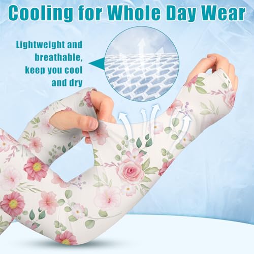 Image of Bebila Gardening Sleeves for Women Farm UV Sun Protection Anti-Scratch Cooling Sleeves with Thumb Hole Arms Cover Outdoors