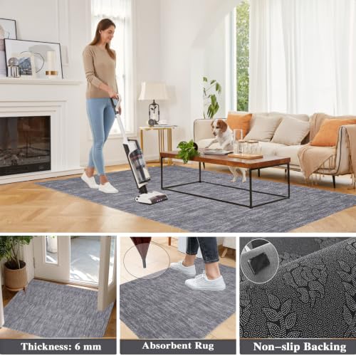 Alfombra cocina lavable y antideslizante gris para pasillo de 120x200 7