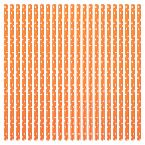 100 pitillos desechables de papel naranja con puntos miniatura 1