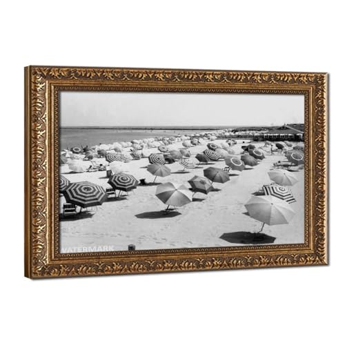 Toile photo vintage plage et surf noir et blanc WCYB pour un salon ambiance océan