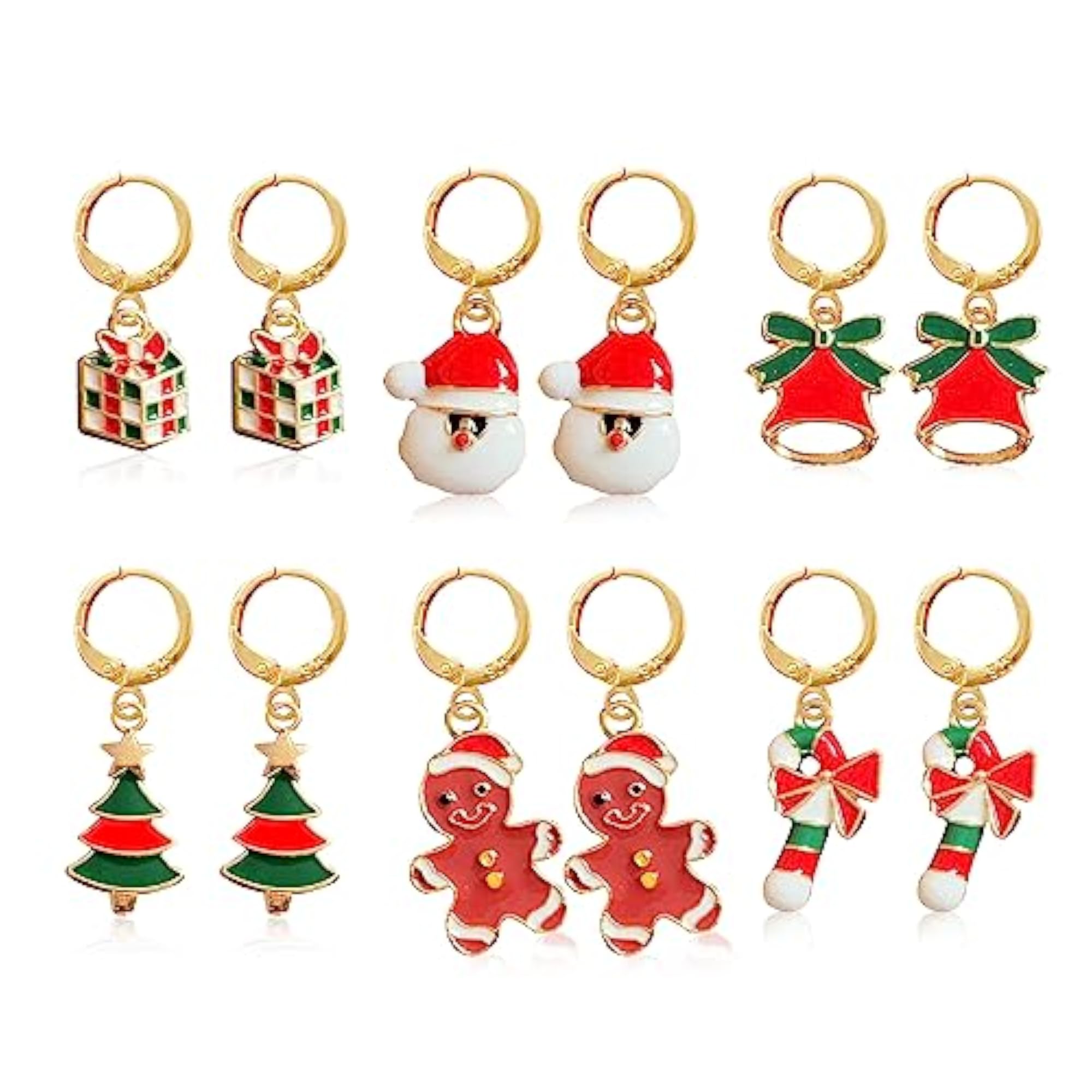 6 Pairs Christmas Stud Earrings for Women