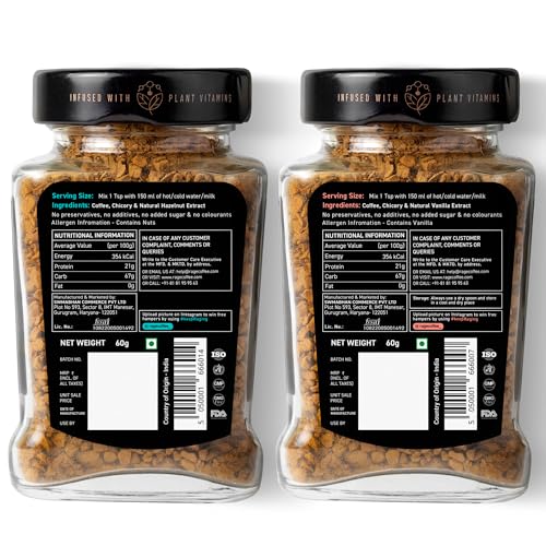 Image of Rage Coffee Silk Blend Instant Coffee | Creamy Hazelnut & Vanilla Velvet Silk Blend Flavoured Coffee 60 GMs Each | Premium, Bold & Smooth | Pack of 2