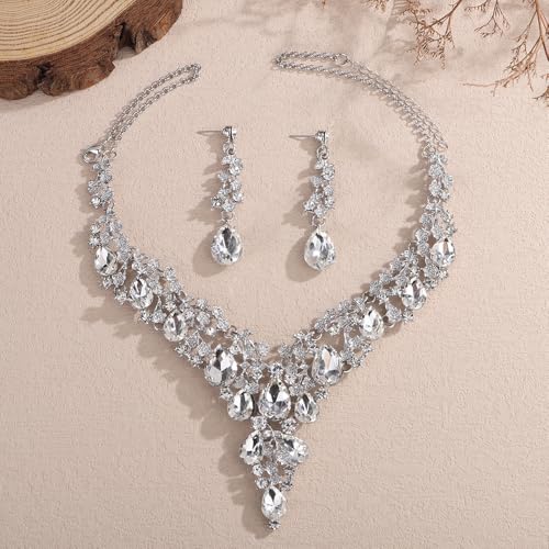Juego de gargantillas y aretes de lágrima vintage para mujer 3