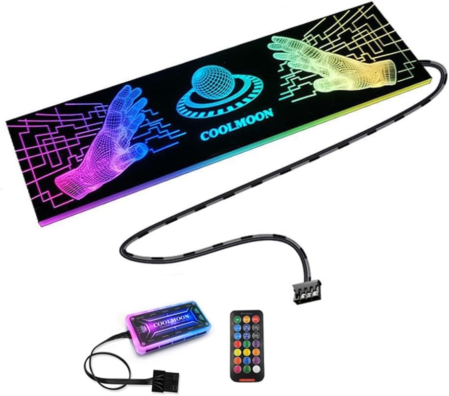 Universal RGB Light Board Power Warehouse Decoration Chassis Light Board Chassis Lighting Side Panel for Computer Cases with Remote Control Small 4Pin (Musical)