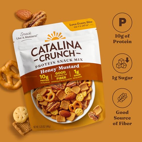 Image of Catalina Crunch Protein Snack Mix, Honey Mustard, 5.25 oz Bag (Pack of 4)