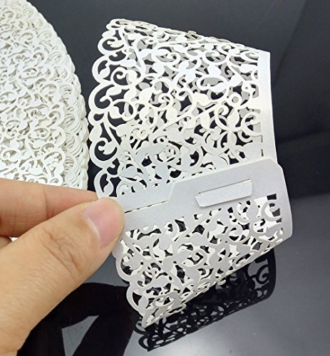 Yueton Pack Of 50 Filigree Vine Cupcake Wrappers Wraps Liner Wedding Party Baby Shower Cake Decoartion(White) #TOP2