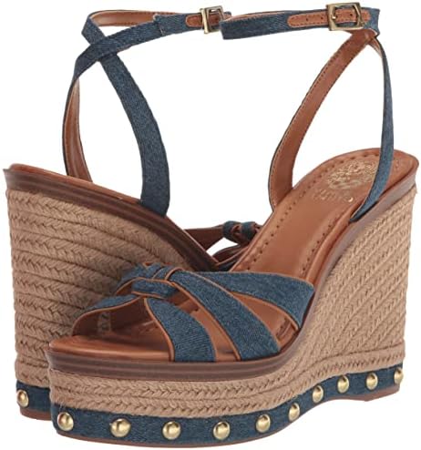 Vince Camuto Women's Poula Embellished Wedge Sandal, Indigo Wash, 7.5 | Image 6