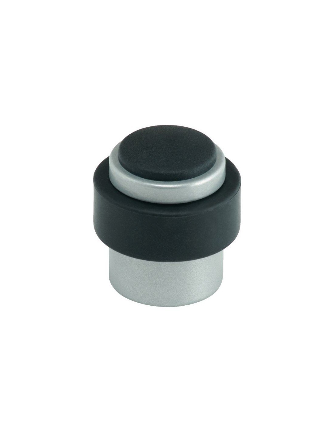 Vachette Butée de Porte 3737-​Z - Utilisation sur Porte d'Intérieur - Bonne Force de Retenue - Corps en Zamak, Ruban Amortisseur en Élastomère Absorbant les Chocs - Inclus Vis et Chevilles - Argent Mat