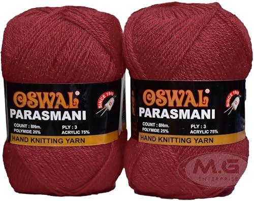 Image of M.G ENTERPRISE Parasmani RedSoft Wool Yarn 100 for Crochet Supplies, Knitting & DIY Craft
