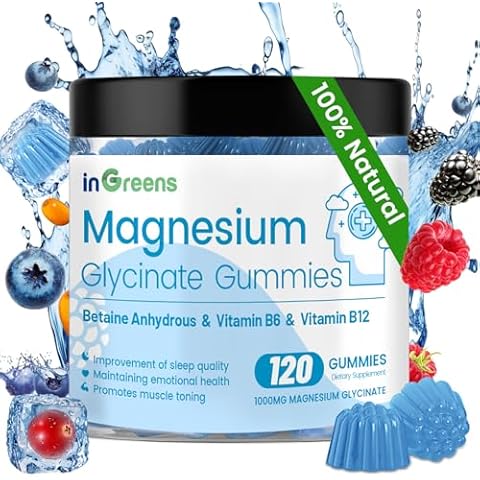 inGreens 700mg High Absorption Magnesium Glycinate Gummies for Adults & Kids - Chewable Magnesium Supplement for Calm, Sleep, Muscle Relief, Nerve Support - 120 Gummies, 60 Day Supply Cover