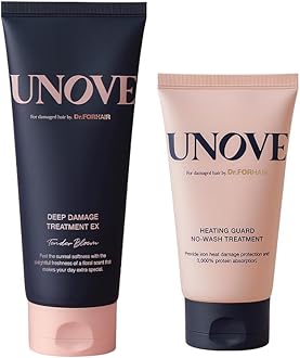 UNOVE Deep Damage Hair Mask & Heating Guard Leave-in Conditioner Set for Hydration, Frizz Control & Heat Protection